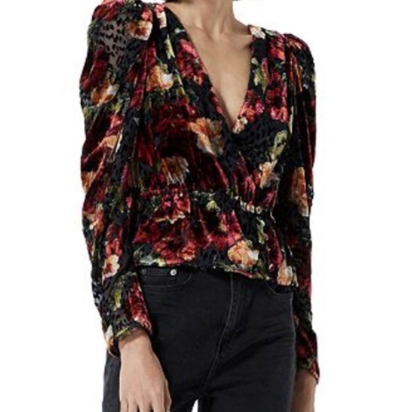 THE KOOPLES Floral Velvet Blouse - Picture 1 of 5